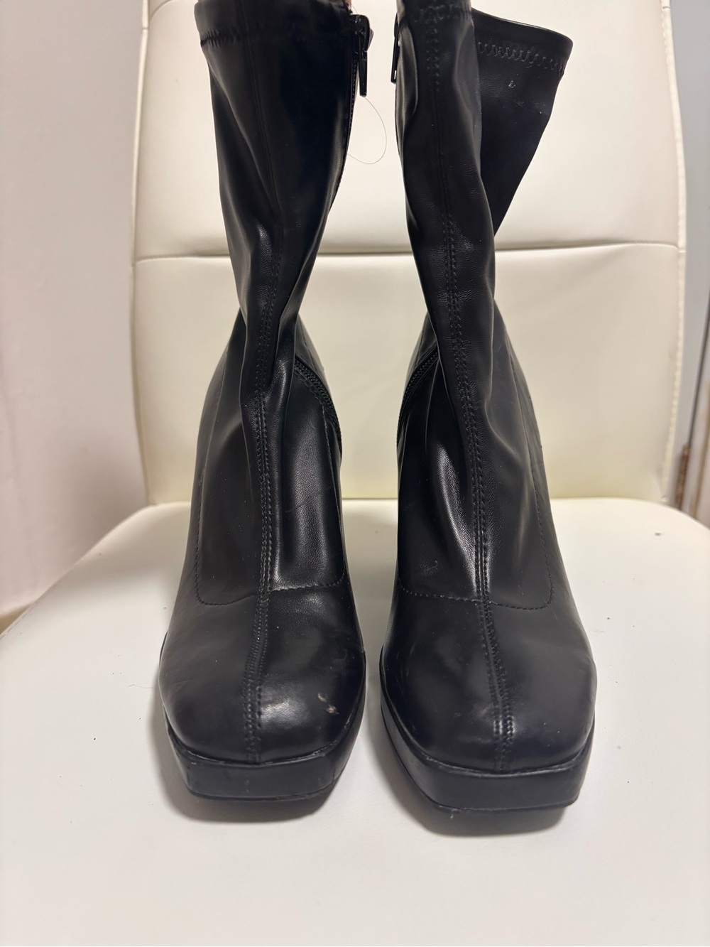 Black Platform Ankle Boots Women’s Size 6 Chunky Heel
